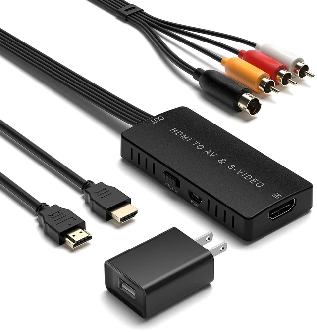 Main image of HDMI to SVideo Converter HDMI to RCA Adapter R/L Audio Video Converter Adapter Support 1080P Compatible PS3/PS4, Xbox, Fire Stick, Roku, Blu-Ray Player, VHS, VCR, DVD, STB, Camera etc.
