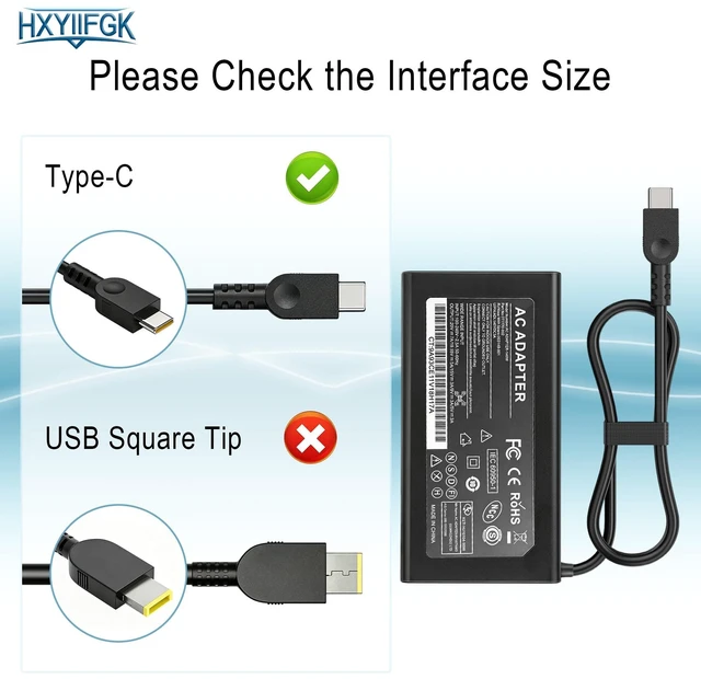 Alt view image 3 of 5 - 140W USB C Charger for Lenovo Legion Yoga IdeaPad ThinkPad ADL140YDC3A