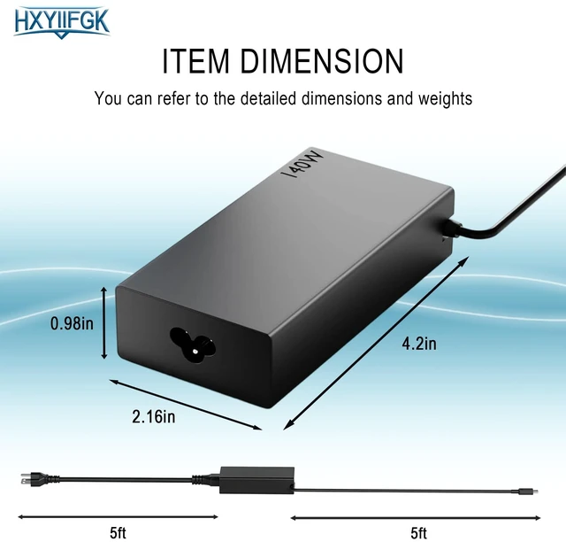 Alt view image 5 of 5 - 140W USB C Charger for Lenovo Legion Yoga IdeaPad ThinkPad ADL140YDC3A