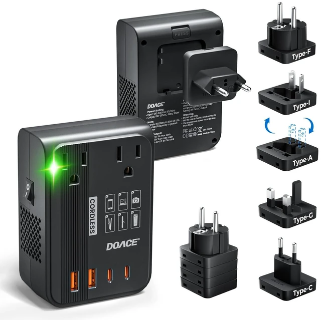 Main image of Upgraded 350W Voltage Converter US to Europe for Hair Straightener Shaver Toothbrush CPAP Camera Cell Phone - 220V to 110V Converter for European Travel, Power Converter Adapter Combo with PD Chargers