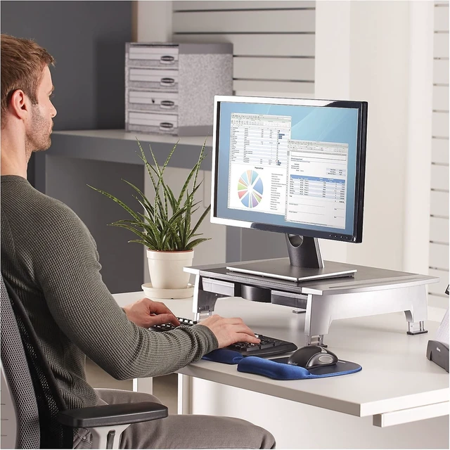 Alt view image 2 of 3 - Fellowes 8031101 Office Suites Monitor Riser Height Adjust Silver/black