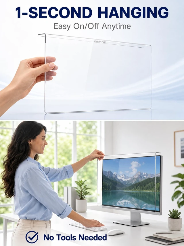 Alt view image 4 of 5 - Twugs 2 Pack Anti-Blue Light & Anti-Scratch Screen Protector Shield for 20, 20.2, 21.5, 21.6, 22 Inches Desktop Computer Monitor