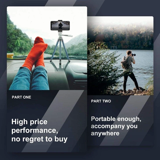 Alt view image 4 of 5 - Fotopro 40 Inch Lightweight Phone Tripod Stand for Camera and Phones, with Portable Phone Mount, Camera Tripod Stand for Vlogging Video Blue