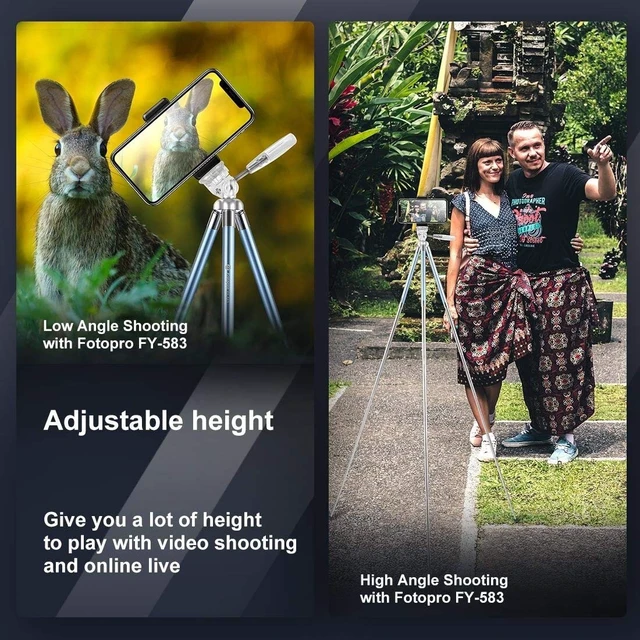 Alt view image 5 of 5 - Fotopro 40 Inch Lightweight Phone Tripod Stand for Camera and Phones, with Portable Phone Mount, Camera Tripod Stand for Vlogging Video Blue