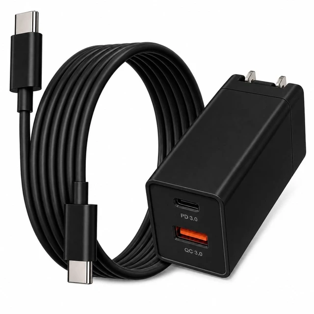 Main image of HJTPOWER USB C Wall Charger, 65W Dual Port QC 3.0+PD 3.0 GaN Fast Charging Adapter, Foldable Plug Travel Charging Block for iPhone 14/15/16/17 Pro/Pro Max/Plus,Mac Book,iPad, Galaxy S25 and More