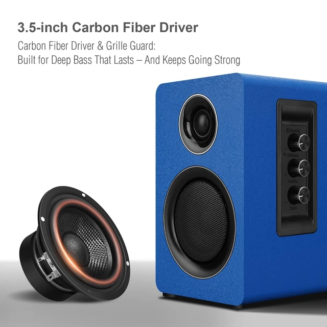 Alt view image 2 of 5 - Computer Speakers, Bluetooth 5.3, USB-C, AUX/RCA, 3.5-Inch Woofer, Blue
