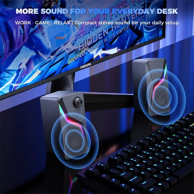 Alt view image 3 of 5 - ROSON Computer Speakers for Desktop PC, Gaming Speaker with Volume Control