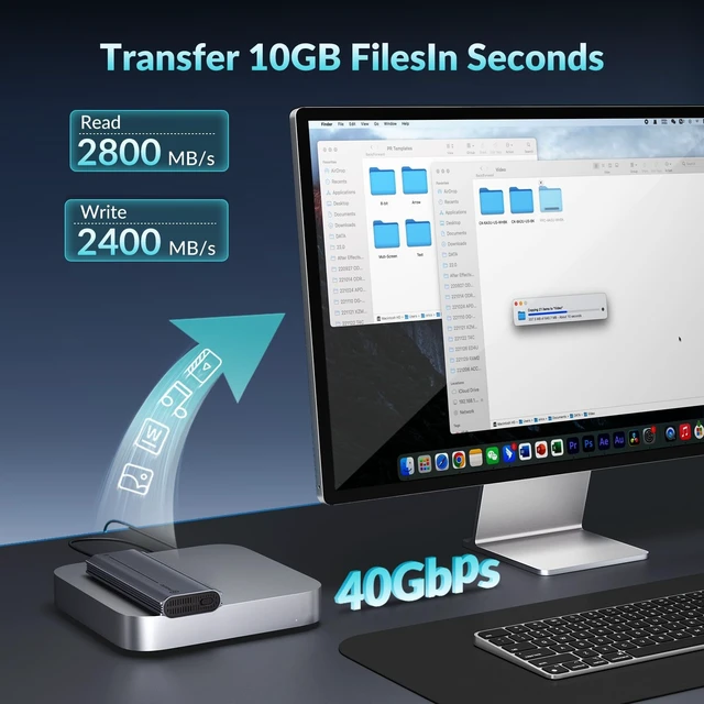 Alt view image 2 of 5 - PHIXERO 40Gbps M.2 NVMe SSD Enclosure