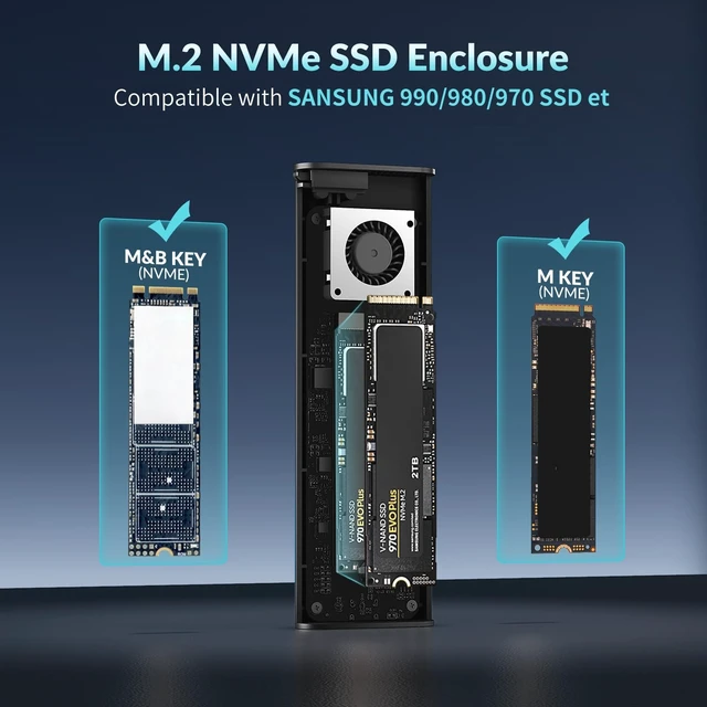 Alt view image 3 of 5 - PHIXERO 40Gbps M.2 NVMe SSD Enclosure