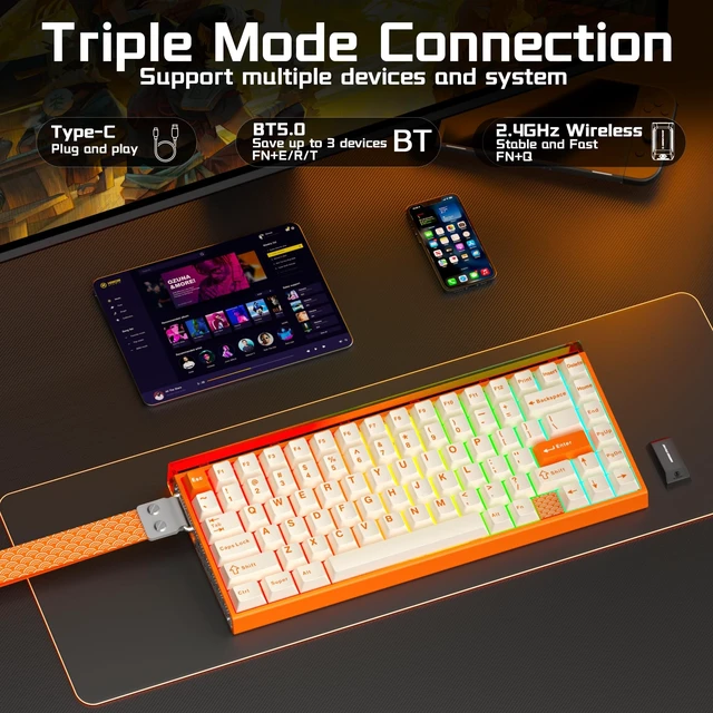 Alt view image 3 of 5 - Aula Hero 75 HE Hall Effect Wireless Gaming Keyboard, 8K Polling & 8000mAh