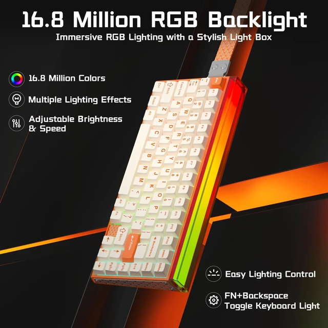Alt view image 5 of 5 - Aula Hero 75 HE Hall Effect Wireless Gaming Keyboard, 8K Polling & 8000mAh