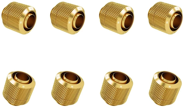 Main image of Barrow G1/4" Thread to 3/8" ID, 1/2" OD Compression Fitting for Soft Tubing Use for 10/13mm (ID/OD) Soft Tube, Soft Pipe Connector with Sealed O-Ring for PC Water Cooling Systems, Gold 8-Pack