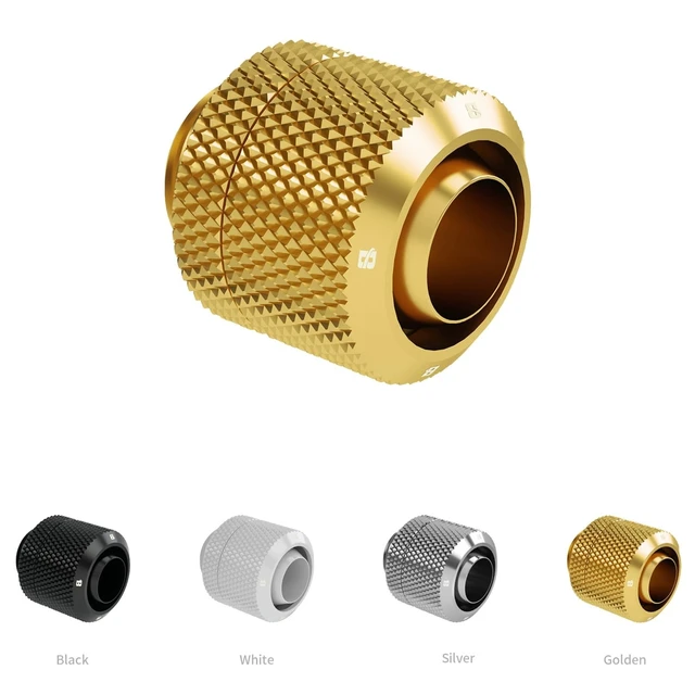 Alt view image 3 of 3 - Barrow G1/4" Thread to 3/8" ID, 1/2" OD Compression Fitting for Soft Tubing Use for 10/13mm (ID/OD) Soft Tube, Soft Pipe Connector with Sealed O-Ring for PC Water Cooling Systems, Gold 8-Pack