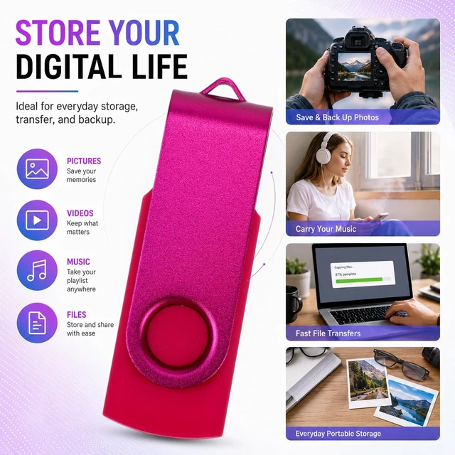 Alt view image 4 of 5 - Kanayu 100 Pack 4GB USB 2.0 Flash Drives, Multicolor Swivel Design