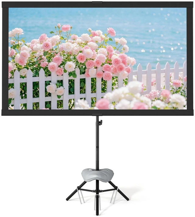 Main image of Portable Projector Screen with Tripod Stand, 80in Projection Screen Outdoor for Backyard, Camping, Washable Cloth Projector Screen with Water Weight Bag, Indoor Movie Screen, 16:9