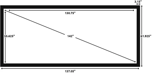Alt view image 3 of 5 - Silver Ticket Products STR Series 6 Piece Home Theater Fixed Frame 4K / 8K Ultra HD, HDTV, HDR & Active 3D Movie Projection Screen, 2.35:1 Format, 138" Diagonal, Woven Acoustic Material STR-235138-WAB