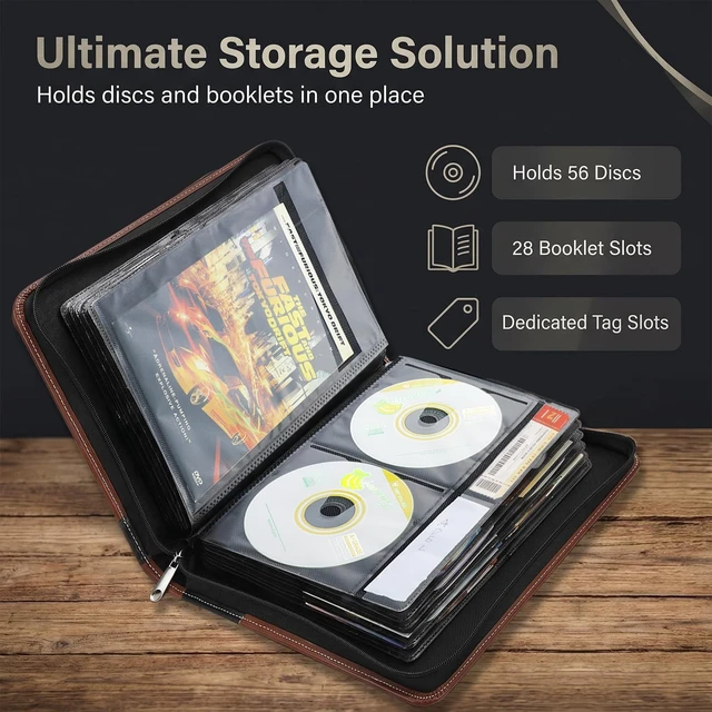 Alt view image 2 of 5 - PUTNATRUE DVD Storage Binder, Leather CD Disc Case Organizer 56 Discs