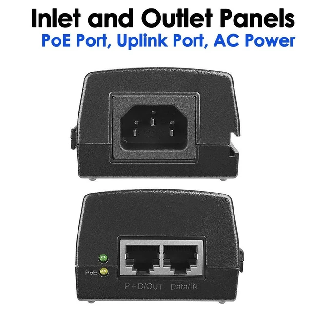 Alt view image 3 of 5 - 60W Gigabit PoE++ Injector - 10/100/1000Mbps, RJ45 Shielded, IEEE 802.3af/at/BT Compliant, PoE Switch Powerline Network Adapter for High Power Ethernet Devices, Up to 328ft