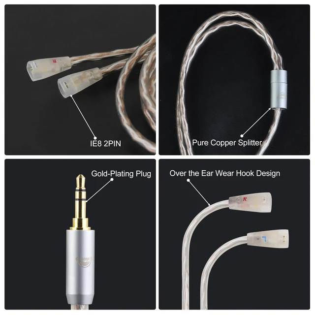 Alt view image 3 of 5 - okcsc IE80 to 2.5MM Upgraded Replacement Cable for SENNHEISER IE80 Earphones Cable 4 Core for SENNHEISER IE80i IE8i IE80 IE8 IE80S Earphone 3.94FT