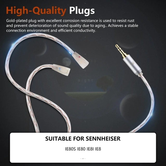 Alt view image 4 of 5 - okcsc IE80 to 2.5MM Upgraded Replacement Cable for SENNHEISER IE80 Earphones Cable 4 Core for SENNHEISER IE80i IE8i IE80 IE8 IE80S Earphone 3.94FT