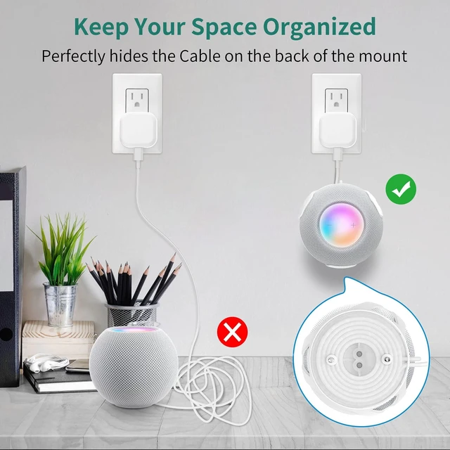Alt view image 4 of 5 - HomeMount Wall Mount for HomePod mini, Speaker Holder, White, 2 Pack