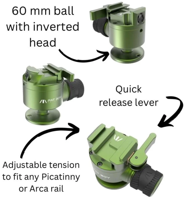 Alt view image 4 of 5 - FatBoy Tripods Invert60 Aluminum Ball Head for Hunting & Shooting
