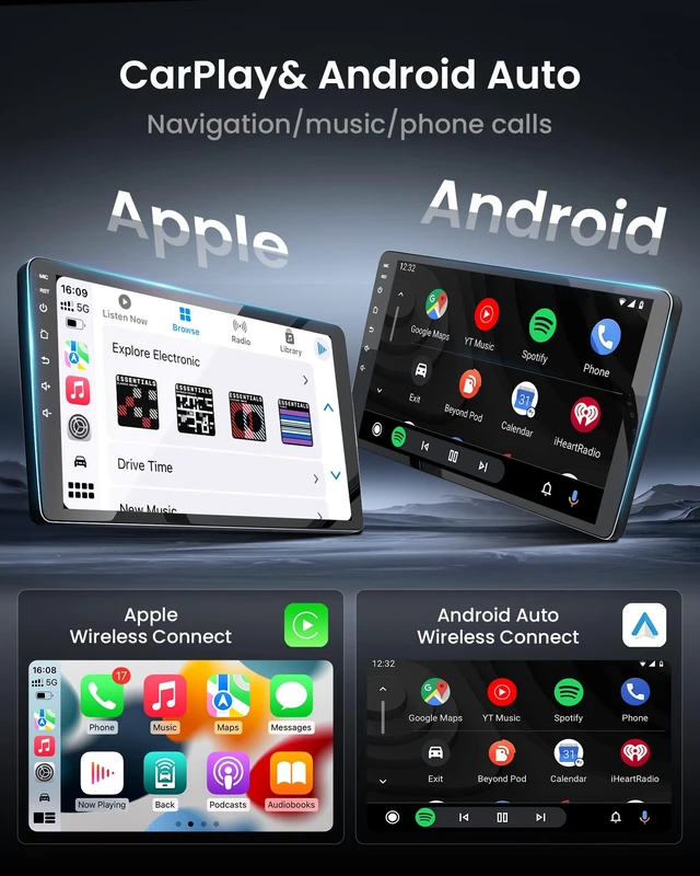 Alt view image 3 of 5 - Fortdows (4G RAM+64G ROM) Car Radio for Toyota Prius 2003-2009, Carplay/Android Auto, 9 Inch IPS Touch Screen, Android 15 Stereo Support Wireless, GPS, Backup Camera, Bluetooth, 5GHzWifi, FM,SW