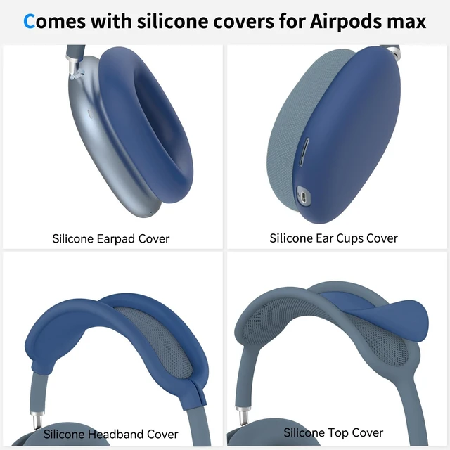 Alt view image 4 of 5 - Hard Case for AirPods Max 2 Supports Sleep Mode, Travel Carrying Headphone Case with AirPods Max 2/1 Silicone Earpad Case/Ear Cups/Headband Cover, AirPod Max Protective Portable Storage Bag (Blue)