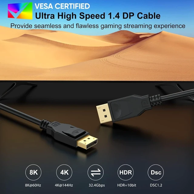 Alt view image 3 of 5 - URELEGAN VESA Certified 8K DisplayPort 1.4 Cable 10-Pack 48Gbps