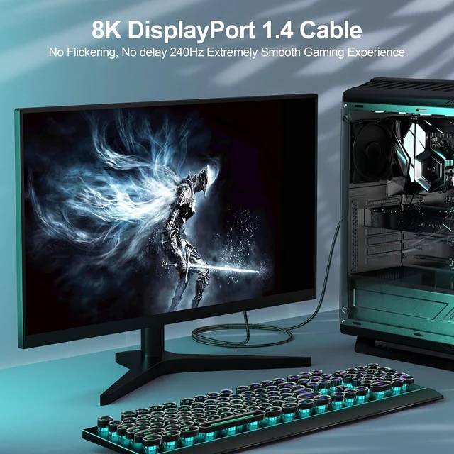 Alt view image 4 of 5 - URELEGAN VESA Certified 8K DisplayPort 1.4 Cable 10-Pack 48Gbps