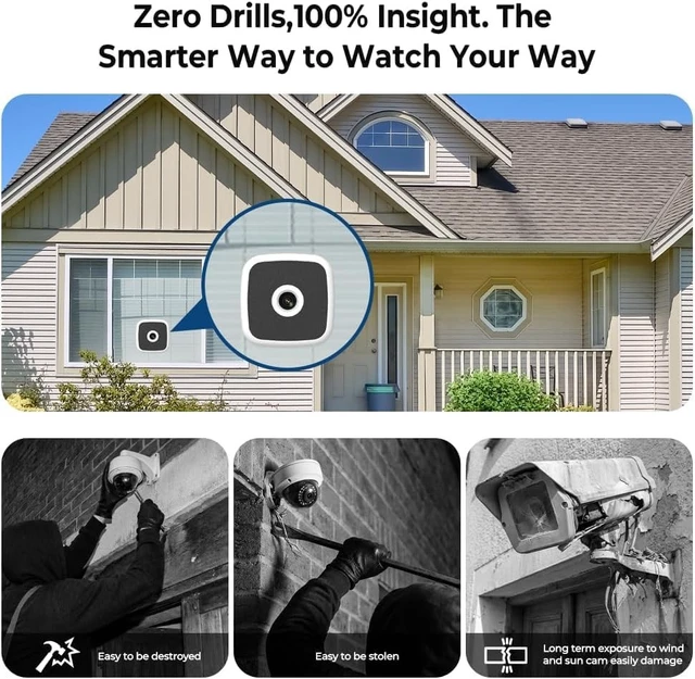 Alt view image 4 of 5 - Rraycom 2.5K Window Camera Wireless 2Pack,6S Pre-Roll, Dual-Band 5G/2.4GHz WiFi Indoor Cameras for Home Security, Anti-Glare Color Night Vision, AI Human&Motion Detection, Magnetic No Drill Set