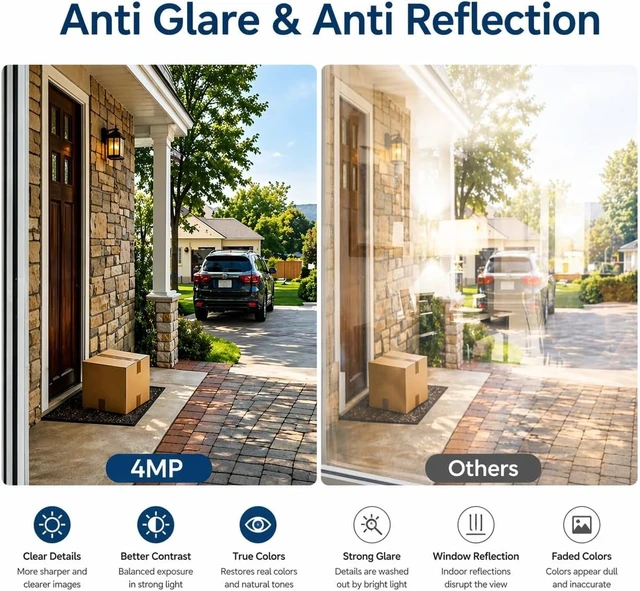 Alt view image 5 of 5 - Rraycom 2.5K Window Camera Wireless 2Pack,6S Pre-Roll, Dual-Band 5G/2.4GHz WiFi Indoor Cameras for Home Security, Anti-Glare Color Night Vision, AI Human&Motion Detection, Magnetic No Drill Set