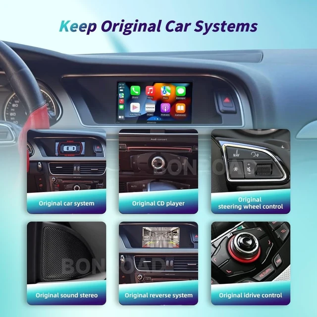 Alt view image 3 of 5 - Navivox Carplay Android Auto Adapter for Audi A4 A5 Q5 S4 S5 2008-2018 with MMI 3G System, Wireless CarPlay & Android Auto, Support AirPlay Mirror Link Bluetooth Siri