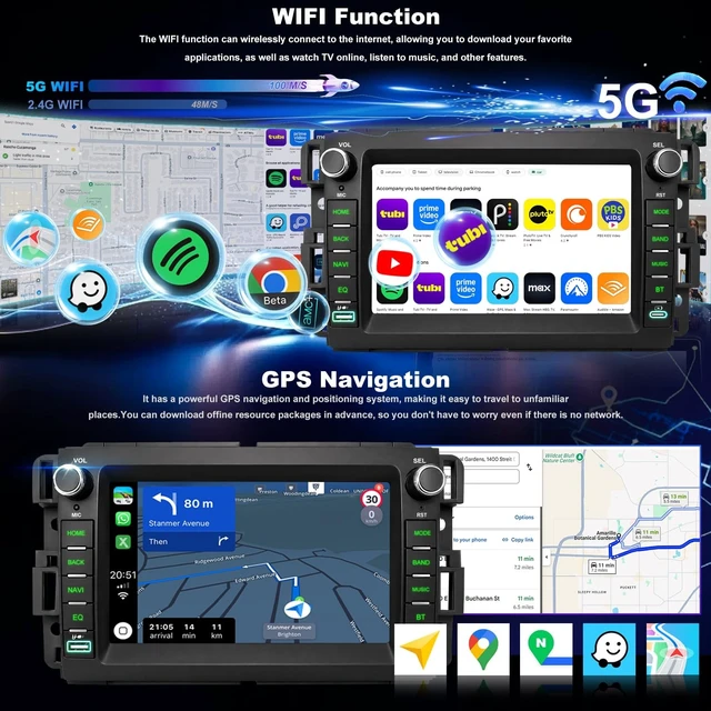 Alt view image 4 of 5 - Upgrade Car Radio for GMC Sierra Chevy Silverado 1500/2500/3500 2007-2013