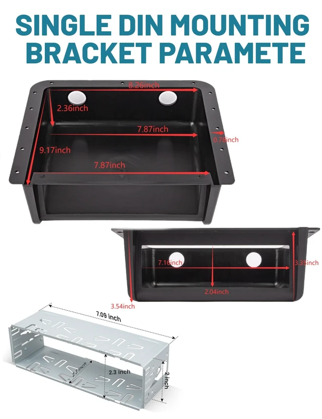 Alt view image 2 of 5 - NuIth Universal Car Under Dash/Top Mount Single DIN Radio Install Enclosure