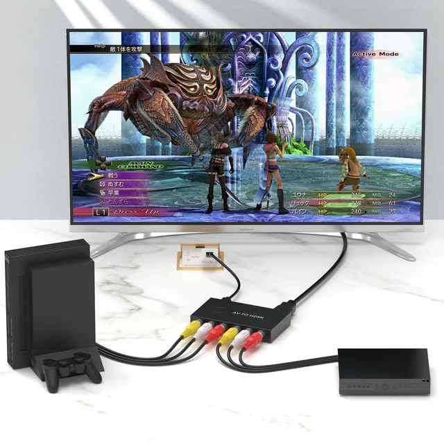 Alt view image 2 of 5 - 2 Port RCA to HDMI Converter, AV to HDMI Converter with HDMI and RCA Cables