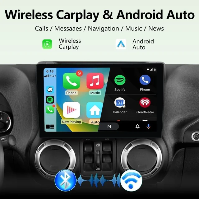 Alt view image 3 of 5 - AWESAFE Car Radio Stereo Upgrade for Jeep Wrangler JK 2007-2018 Dodge Ram 1500 2500, 4Core 64GB with CarPlay Android Auto