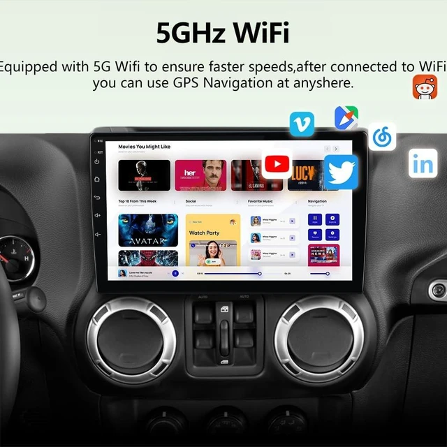 Alt view image 4 of 5 - AWESAFE Car Radio Stereo Upgrade for Jeep Wrangler JK 2007-2018 Dodge Ram 1500 2500, 4Core 64GB with CarPlay Android Auto
