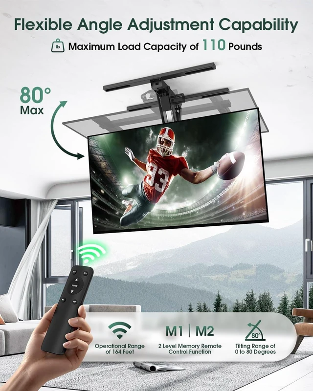 Alt view image 2 of 5 - Zontera Motorized TV Mount Flip Down for 23 to 70 Inch Screens, Black