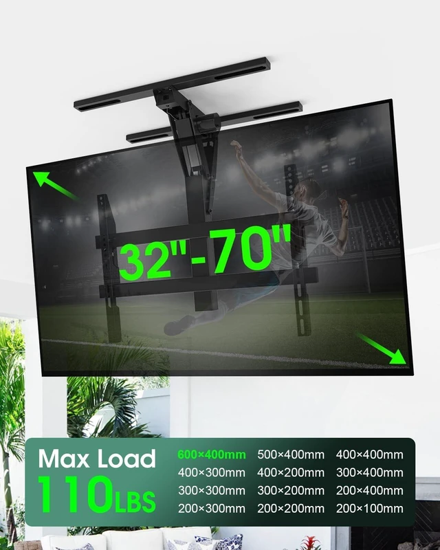 Alt view image 4 of 5 - Zontera Motorized TV Mount Flip Down for 23 to 70 Inch Screens, Black