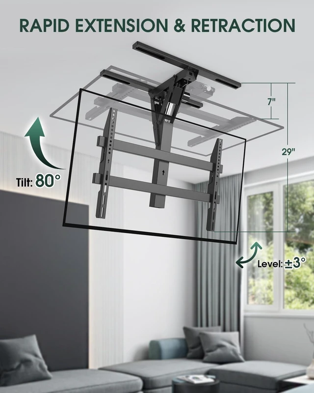 Alt view image 5 of 5 - Zontera Motorized TV Mount Flip Down for 23 to 70 Inch Screens, Black