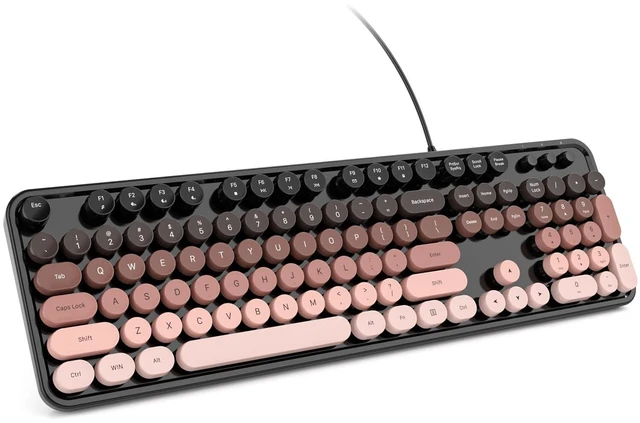 Main image of KNOWSQT Wired Computer Keyboard - BlackBerry-Gradient Retro Full Size Round Keycaps Plug and Play Typewriter Cute Keyboards for Windows, Laptop, PC, Desktop, Computer