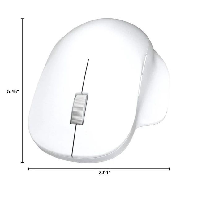 Alt view image 3 of 3 - Microsoft Bluetooth Ergonomic Mouse - Glacier with comfortable thumb rest, up to 15months battery life. Works with Bluetooth enabled PCs/Laptops Windows/Mac/Chrome computers, 3.91" x 5.46" x 1