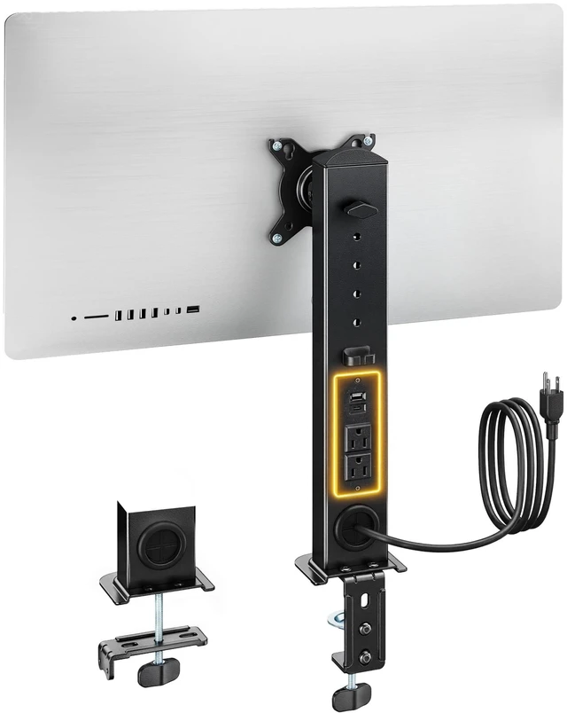 Main image of monTEK Powered Single Monitor Stand for 17-32", Clamp/Grommet