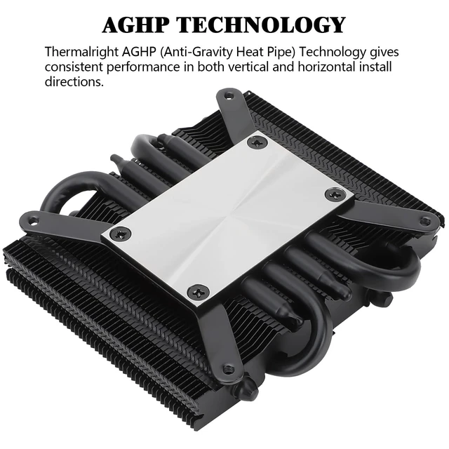 Alt view image 4 of 5 - Thermalright-TR AXP90-X36 Black Low Profile ITX CPU Air Cooler, 36mm Height, TL-9015B Slim PWM Fan, AGHP Technology, for AMD AM4 AM5/Intel 1700/1150/1151/1155/1156/1200(Black)