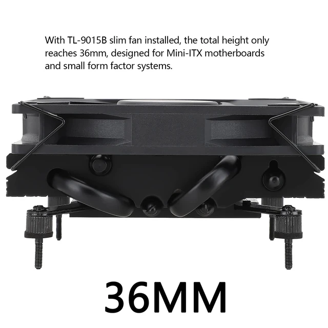 Alt view image 5 of 5 - Thermalright-TR AXP90-X36 Black Low Profile ITX CPU Air Cooler, 36mm Height, TL-9015B Slim PWM Fan, AGHP Technology, for AMD AM4 AM5/Intel 1700/1150/1151/1155/1156/1200(Black)