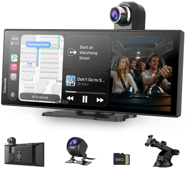 Main image of Carpuride 11.26" Wireless CarPlay Screen for Car with 4K & 1080P Dashcam