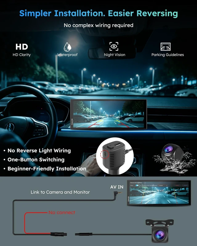 Alt view image 5 of 5 - Carpuride 11.26" Wireless CarPlay Screen for Car with 4K & 1080P Dashcam