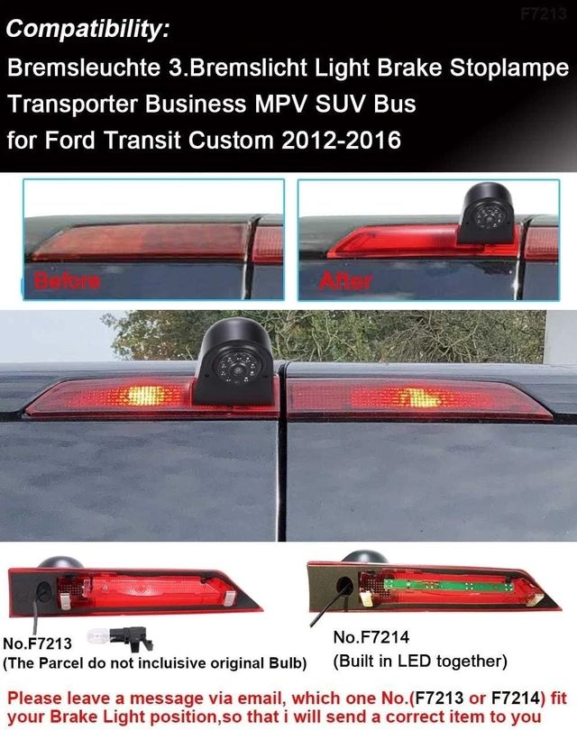 Alt view image 2 of 5 - Car High Mount Brake Light Reversing Camera Backup Camera for Ford Transit Custom 2012-2016