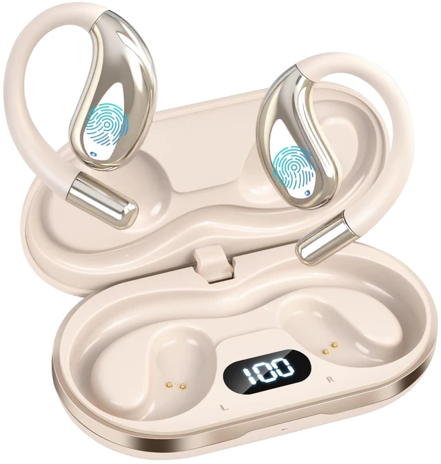 Main image of Open Ear Clip Wireless Earbuds Bone Conduction Headphones,Bluetooth 5.4,Open Ear Design for Running Fitness,IPX7 Waterproof,Built-in Mic Touch Control Operate Ear Hooks /Running/Workout/Fit Cyc